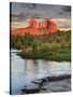 USA, Arizona, Sedona, Cathedral Rock Glowing at Sunset-Michele Falzone-Stretched Canvas