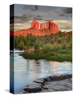 USA, Arizona, Sedona, Cathedral Rock Glowing at Sunset-Michele Falzone-Stretched Canvas