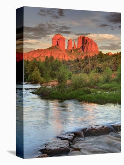 USA, Arizona, Sedona, Cathedral Rock Glowing at Sunset-Michele Falzone-Stretched Canvas