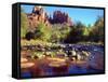 USA, Arizona, Sedona. Cathedral Rock Reflecting in Oak Creek-Jaynes Gallery-Framed Stretched Canvas