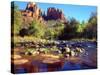 USA, Arizona, Sedona. Cathedral Rock Reflecting in Oak Creek-Jaynes Gallery-Stretched Canvas