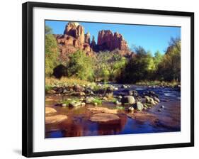 USA, Arizona, Sedona. Cathedral Rock Reflecting in Oak Creek-Jaynes Gallery-Framed Photographic Print