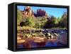 USA, Arizona, Sedona. Cathedral Rock Reflecting in Oak Creek-Jaynes Gallery-Framed Stretched Canvas