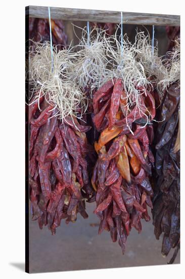 USA, Arizona, Sedona. Hanging dried chili peppers-Kevin Oke-Stretched Canvas