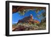USA, Arizona, Sedona. Juniper Tree Frames Mountain View-Jaynes Gallery-Framed Photographic Print