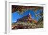 USA, Arizona, Sedona. Juniper Tree Frames Mountain View-Jaynes Gallery-Framed Photographic Print