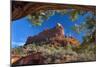 USA, Arizona, Sedona. Juniper Tree Frames Mountain View-Jaynes Gallery-Mounted Photographic Print