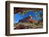 USA, Arizona, Sedona. Juniper Tree Frames Mountain View-Jaynes Gallery-Framed Photographic Print