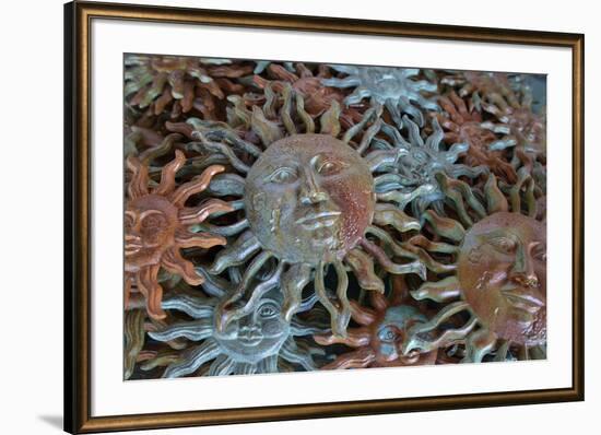 USA, Arizona, Sedona. Metal enamel suns for sale-Kevin Oke-Framed Premium Photographic Print