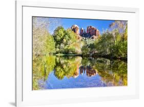 USA, Arizona, Sedona, Red Rock Crossing landscape of rock and trees-Hollice Looney-Framed Premium Photographic Print