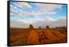 USA, Arizona-Utah border. Monument Valley, The Mittens and Merrick Butte.-Bernard Friel-Framed Stretched Canvas