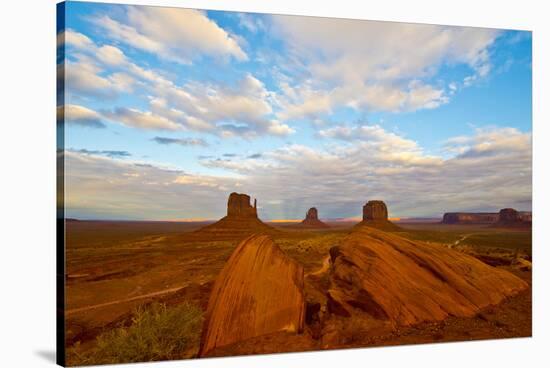 USA, Arizona-Utah border. Monument Valley, The Mittens and Merrick Butte.-Bernard Friel-Stretched Canvas