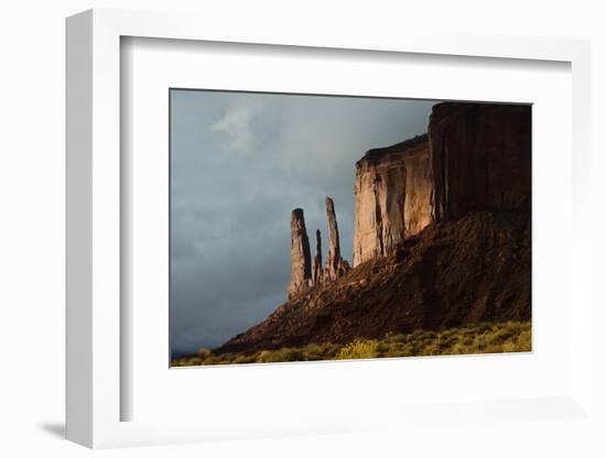 USA, Arizona- Utah, Navajo Tribal Park, Monument Valley, Three Sisters and Mitchell Mesa-Bernard Friel-Framed Photographic Print