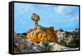 USA, Arizona, Vermilion Cliffs NM. White Pocket, multicolored formations of Navajo sandstone-Bernard Friel-Framed Stretched Canvas