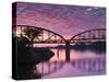 USA, Arkansas, Little Rock, Clinton Presidential Park Bridge and Arkansas River-Walter Bibikow-Stretched Canvas