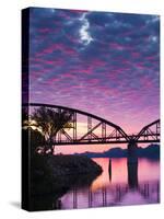 USA, Arkansas, Little Rock, Clinton Presidential Park Bridge and Arkansas River-Walter Bibikow-Stretched Canvas