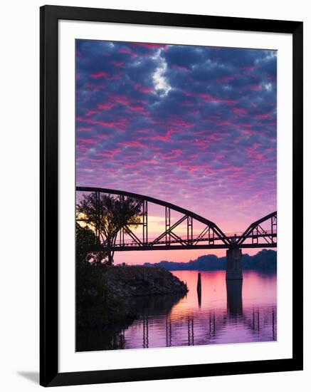 USA, Arkansas, Little Rock, Clinton Presidential Park Bridge and Arkansas River-Walter Bibikow-Framed Photographic Print