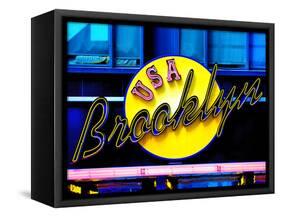 USA Brooklyn Sign, Manhattan, New York, United States-Philippe Hugonnard-Framed Stretched Canvas