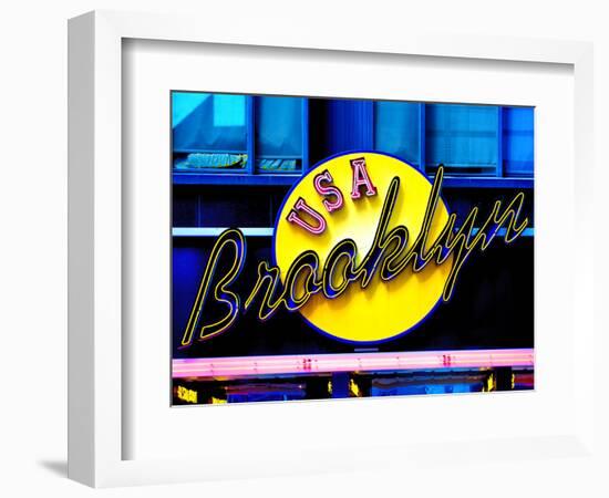 USA Brooklyn Sign, Manhattan, New York, United States-Philippe Hugonnard-Framed Photographic Print