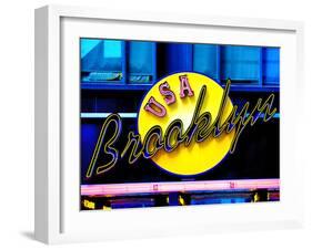 USA Brooklyn Sign, Manhattan, New York, United States-Philippe Hugonnard-Framed Premium Photographic Print