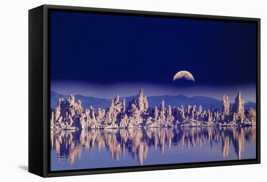 Usa, Ca, Mono Lake, Tufas and Moon (Digital Composite)-Grant Faint-Framed Stretched Canvas