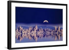Usa, Ca, Mono Lake, Tufas and Moon (Digital Composite)-Grant Faint-Framed Photographic Print