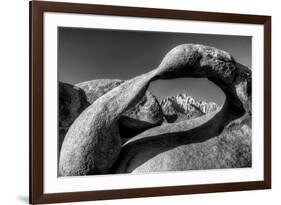 USA, California, Alabama Hills. Black and white of Mobius Arch at sunrise.-Jaynes Gallery-Framed Premium Photographic Print