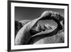 USA, California, Alabama Hills. Black and white of Mobius Arch at sunrise.-Jaynes Gallery-Framed Premium Photographic Print