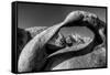 USA, California, Alabama Hills. Black and white of Mobius Arch at sunrise.-Jaynes Gallery-Framed Stretched Canvas