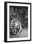 USA, California, Bishop. Black and white inside blacksmith shop-Jaynes Gallery-Framed Photographic Print