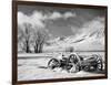 USA, California, Bishop. Snow-Covered Vintage Wagon in Owens Valley-Dennis Flaherty-Framed Photographic Print