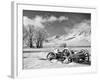 USA, California, Bishop. Snow-Covered Vintage Wagon in Owens Valley-Dennis Flaherty-Framed Photographic Print