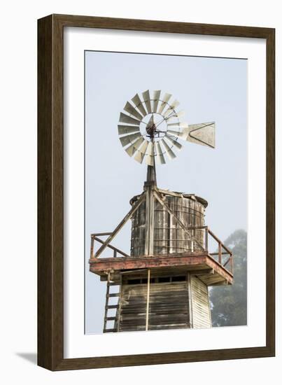 USA California. Cayucos, old wooden water tower with windmill for pumping-Alison Jones-Framed Photographic Print