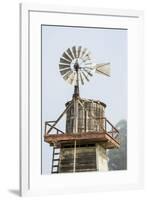 USA California. Cayucos, old wooden water tower with windmill for pumping-Alison Jones-Framed Premium Photographic Print