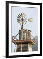 USA California. Cayucos, old wooden water tower with windmill for pumping-Alison Jones-Framed Premium Photographic Print