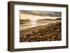 USA, California. Central Coast, Montecito, Butterfly Beach, drain and cobble eroded by King Tides-Alison Jones-Framed Photographic Print