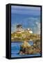 USA, California, Crescent City. Lighthouse and harbor-Hollice Looney-Framed Stretched Canvas