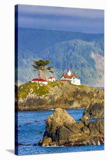 USA, California, Crescent City. Lighthouse and harbor-Hollice Looney-Stretched Canvas