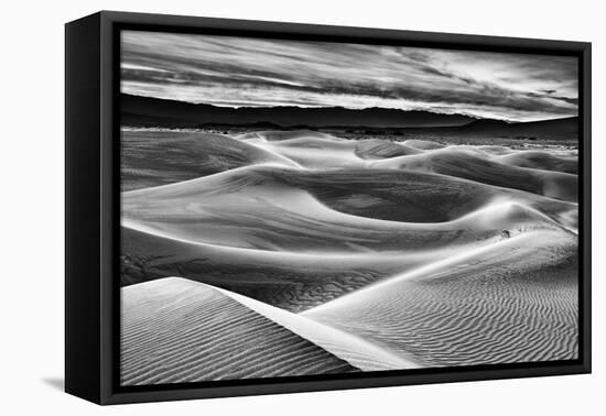 USA, California, Death Valley National Park, Dawn over Mesquite Flat Dunes in Black and White-Ann Collins-Framed Stretched Canvas