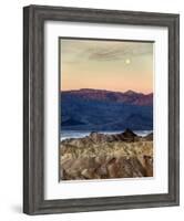 USA, California, Death Valley National Park. Moonset at Sunrise from Zabriskie Point-Ann Collins-Framed Photographic Print