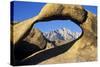 USA, California, Eastern Sierra. Lone Pine Peak Through the Mobius Arch in the Alabama Hills-Ann Collins-Stretched Canvas