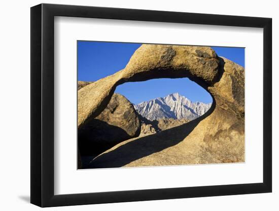 USA, California, Eastern Sierra. Lone Pine Peak Through the Mobius Arch in the Alabama Hills-Ann Collins-Framed Photographic Print