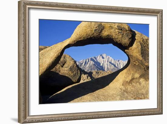 USA, California, Eastern Sierra. Lone Pine Peak Through the Mobius Arch in the Alabama Hills-Ann Collins-Framed Photographic Print