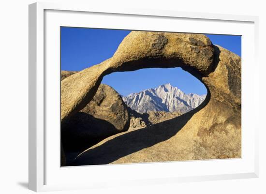 USA, California, Eastern Sierra. Lone Pine Peak Through the Mobius Arch in the Alabama Hills-Ann Collins-Framed Photographic Print