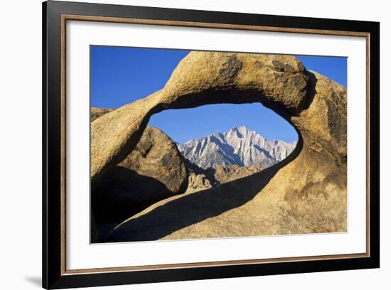 USA, California, Eastern Sierra. Lone Pine Peak Through the Mobius Arch in the Alabama Hills-Ann Collins-Framed Photographic Print