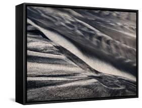 USA, California, Encinitas, Black-And-White Abstract of Water Flowing on Beach-Ann Collins-Framed Stretched Canvas