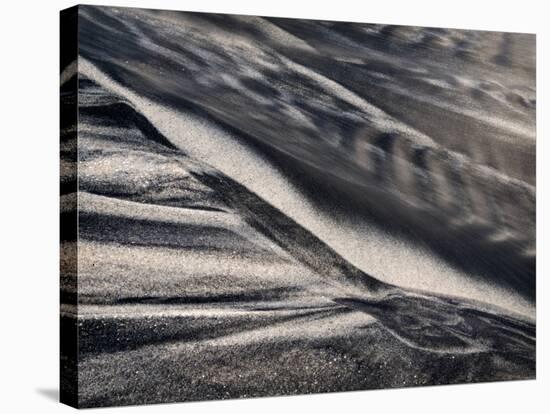 USA, California, Encinitas, Black-And-White Abstract of Water Flowing on Beach-Ann Collins-Stretched Canvas