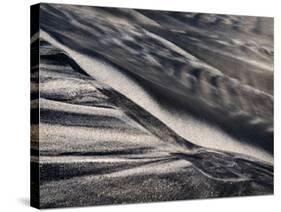 USA, California, Encinitas, Black-And-White Abstract of Water Flowing on Beach-Ann Collins-Stretched Canvas