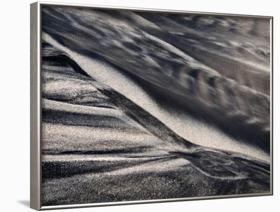 USA, California, Encinitas, Black-And-White Abstract of Water Flowing on Beach-Ann Collins-Framed Photographic Print