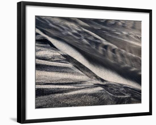 USA, California, Encinitas, Black-And-White Abstract of Water Flowing on Beach-Ann Collins-Framed Photographic Print